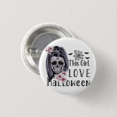Dieses Mädchen Liebe Halloween Button (Vorne & Hinten)