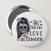 Dieses Mädchen Liebe Halloween Button (Vorne & Hinten)