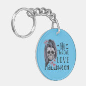 Dieses Mädchen Liebe Halloween Schlüsselanhänger (Vorderseite links)