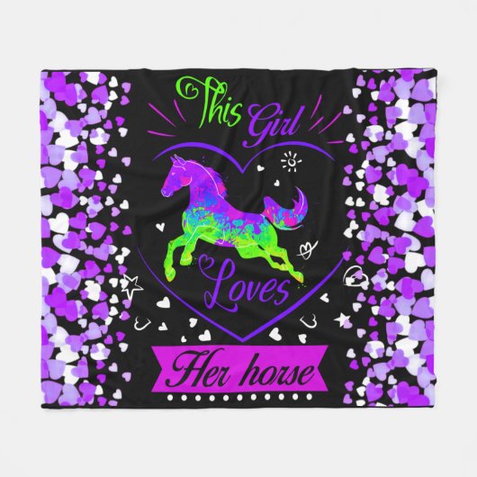 Dieses Mädchen Liebe ihr Pferd Fleecedecke (Vorderseite (Horizontal))