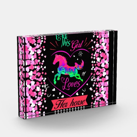 Dieses Mädchen Liebe ihr Pferd Fotoblock (Links)