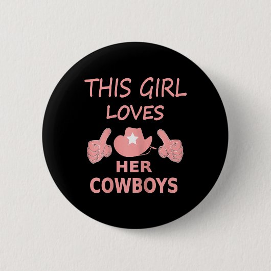 Dieses Mädchen Liebe ihrem Cowboy Niedlich Texas D Button (Vorderseite)