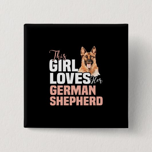 Dieses Mädchen Liebe ihren deutschen Schäferhund Button (Vorderseite)