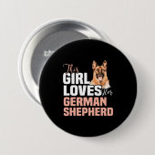 Dieses Mädchen Liebe ihren deutschen Schäferhund Button (Vorne & Hinten)