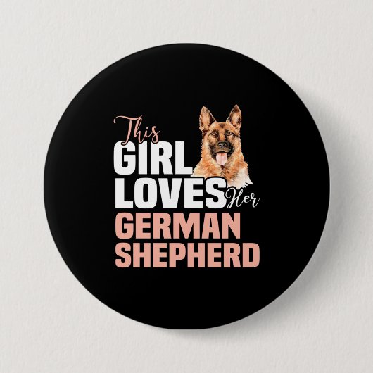 Dieses Mädchen Liebe ihren deutschen Schäferhund Button (Vorderseite)
