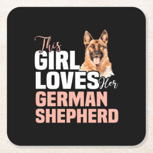 Dieses Mädchen Liebe ihren deutschen Schäferhund Rechteckiger Pappuntersetzer