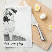 Dieses Mädchen Liebe ihren Mops! Geschirrtuch (Viertel Falte)