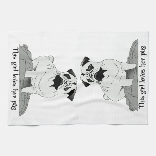 Dieses Mädchen Liebe ihren Mops! Geschirrtuch (Horizontal)