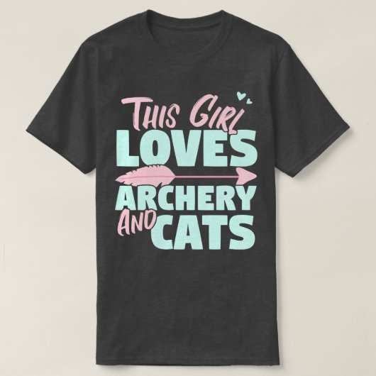 Dieses Mädchen Lieben Bogenschießen und Katzen Ges T-Shirt (Design vorne)