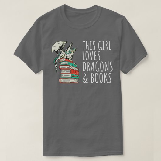 Dieses Mädchen Lieben Drachen und Bücher IV T-Shirt (Design vorne)
