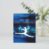 Dieses Mädchen Lieben Gymnastik Schwarz, Blau, Wei Postkarte (Stehend Vorderseite)