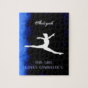 Dieses Mädchen Lieben Gymnastik Schwarz, Blau, Wei Puzzle