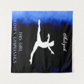 Dieses Mädchen Lieben Gymnastik Schwarz, Blau, Wei Wandteppich (Vorderseite (Horizontal))