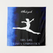 Dieses Mädchen Lieben Gymnastik Schwarz, Blau, Wei Wandteppich (Vorderseite)