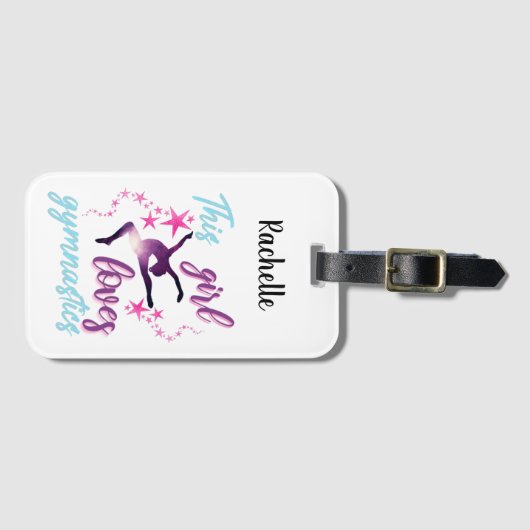 Dieses Mädchen Lieben Gymnastik Stars Leap Gepäckanhänger (Vorderseite (Horizontal))