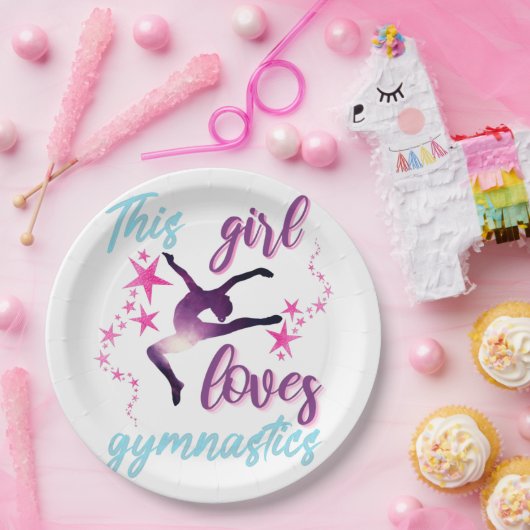 Dieses Mädchen Lieben Gymnastik Stars Leap Pappteller (Party)