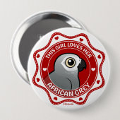 Dieses Mädchen-Lieben ihr afrikanisches Grau Button (Vorne & Hinten)