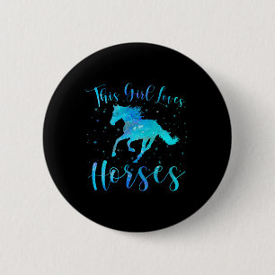 Dieses Mädchen Lieben Pferde Reitsportler Teen Kid Button