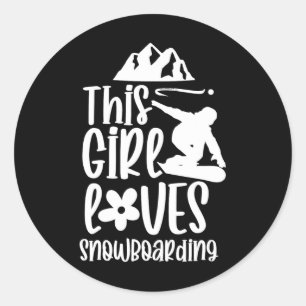Dieses Mädchen Lieben Snowboarden Lover Snowboard Runder Aufkleber