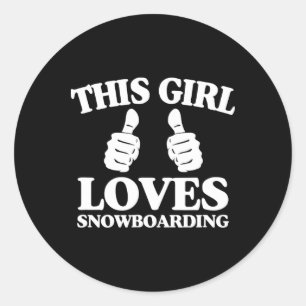 Dieses Mädchen Lieben Snowboarden zwei Daumen Runder Aufkleber