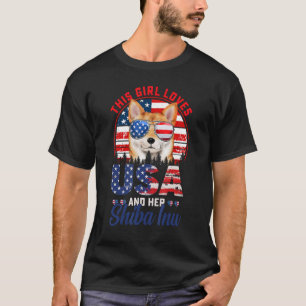 Dieses Mädchen Lieben USA und ihr Shiba Inu Hund 4 T-Shirt