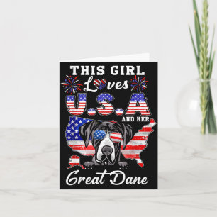 Dieses Mädchen liebt die USA und Dog 4. Juli Deuts Karte