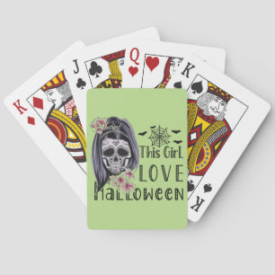 Dieses Mädchen liebt Halloween Spielkarten