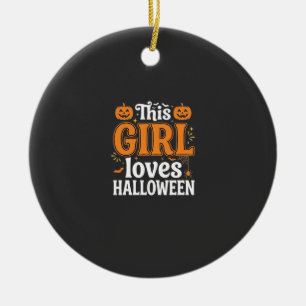 Dieses Mädchen liebt Halloween Typografie SVG Desi Keramik Ornament