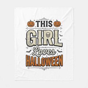 Dieses Mädchen liebt Halloween Vintage-Shirt-Desig Fleecedecke
