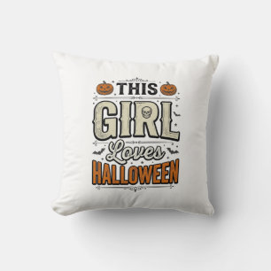 Dieses Mädchen liebt Halloween Vintage-Shirt-Desig Kissen