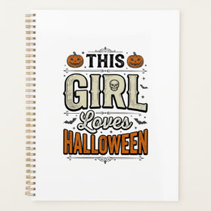 Dieses Mädchen liebt Halloween Vintage-Shirt-Desig Planer