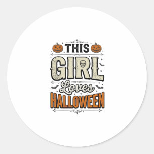 Dieses Mädchen liebt Halloween Vintage-Shirt-Desig Runder Aufkleber