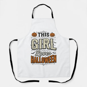 Dieses Mädchen liebt Halloween Vintage-Shirt-Desig Schürze