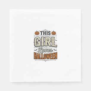 Dieses Mädchen liebt Halloween Vintage-Shirt-Desig Serviette