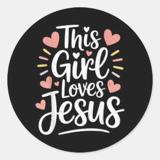 Dieses Mädchen liebt Jesus Geschenk für christlich Runder Aufkleber