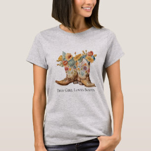 Dieses Mädchen liebt Stiefel Cowboy-Stiefel Blumen T-Shirt