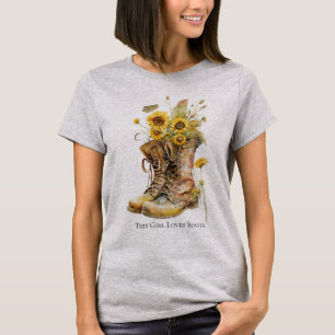 Dieses Mädchen liebt Stiefel Sonnenblumen und Stie T-Shirt
