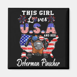 Dieses Mädchen liebt USA Hund 4. Juli Dobermann Magnet