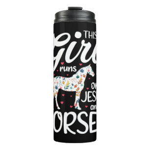 Dieses Mädchen rennt auf Jesus und Pferd T-Shirt P Thermosbecher