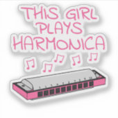 Dieses Mädchen spielt Harmonica, Musikerin Aufkleber (Vorderseite)