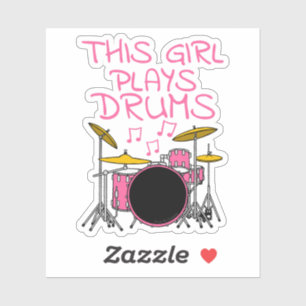 Dieses Mädchen spielt Trommeln, weibliche Drummerm Aufkleber