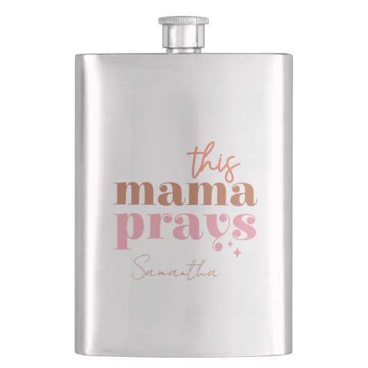 Dieses Mama Prays - rustikales Boho Design Flachmann (Vorderseite)