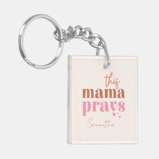 Dieses Mama Prays - rustikales Boho Design Schlüsselanhänger (Vorderseite links)