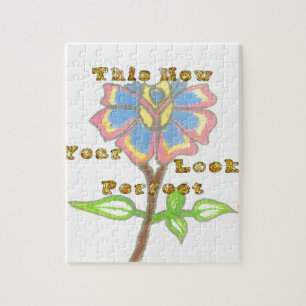 Dieses neue Jahr sieht perfekt aus Floral Text Art Puzzle