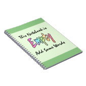 Dieses Notebook ist leer Hinzufügen einiger Wörter Notizblock (Rechte Seite)