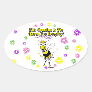 Dieses Oma ist die Blume der Bienenkönigin Ovaler Aufkleber