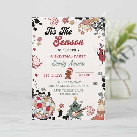 Dieses Party ist die Saison Disco Ball Weihnachten Einladung (Stehend Vorderseite)