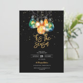 Dieses Party ist die Saison, schwarz, Weihnachten Einladung (Stehend Vorderseite)