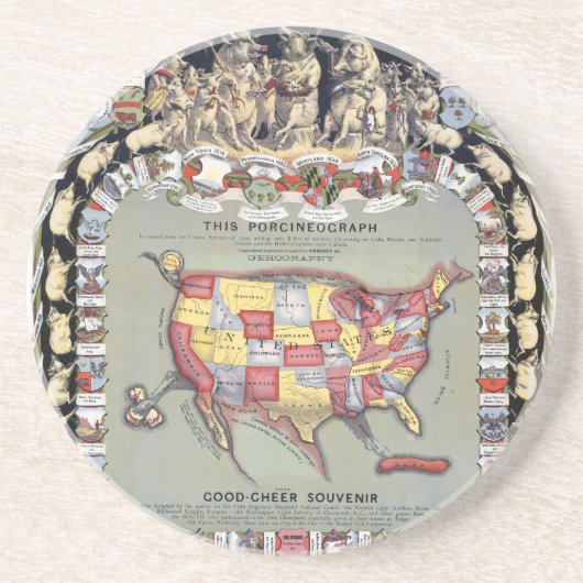 DIESES PORCINEOGRAPH, c1876 Sandstein Untersetzer (Vorne)