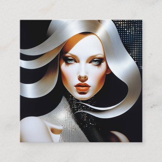 Dieses Portrait einer Frau ist in beiden Farben mi Quadratische Visitenkarte (Vorderseite)